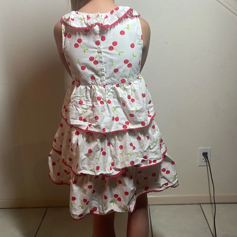 Gymboree red and white tiered cherries dress